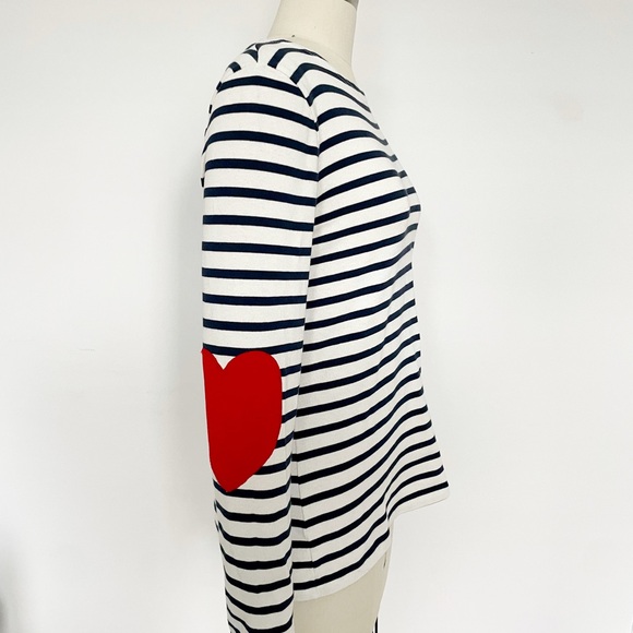 Saint James Atelier Vaujany Stripe Long Sleeve Top with Red Heart Patches - Picture 5 of 14